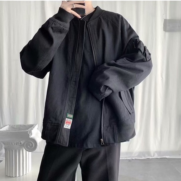 Áo khoác bomber form rộng phong cách nam nữ MISUDO khoác nam bomber kaki dù bóng chày varsity học sinh đi chơi đồ đôi