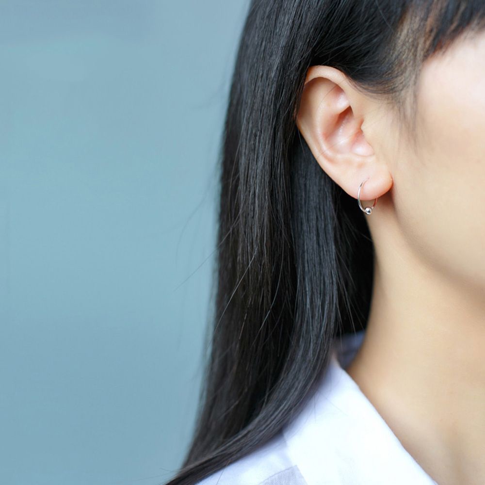 Khuyên tai dạng vòng tròn nhỏ đơn giản thời trang 6mm/8mm/10mm/12mm