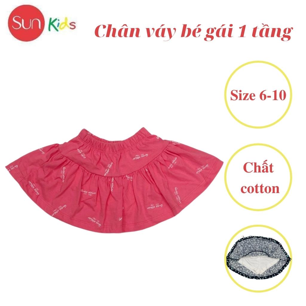 Chân váy cho bé, đầm bé gái 1 tầng, chất cotton, có quần đùi trong, size 6-10 - SUNKIDS