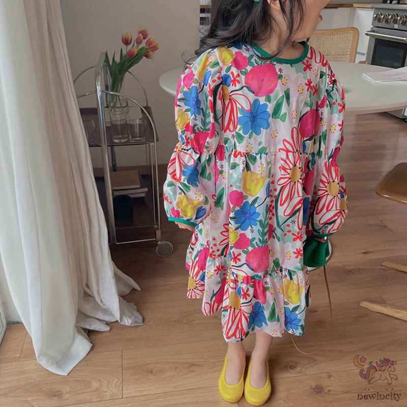 Đầm DàI Tay In Hoa Cho Bé GáI