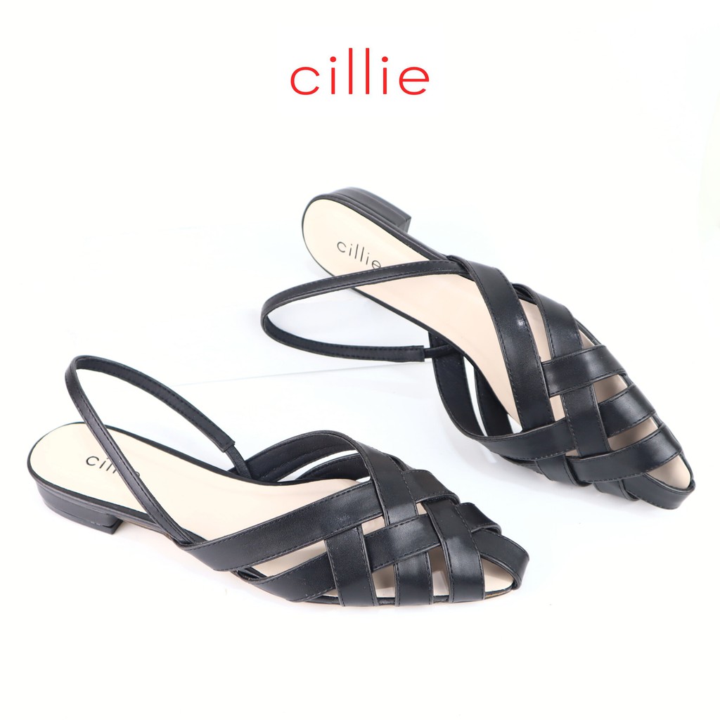 Giày sandal nữ mũi nhọn thanh lịch kiểu rọ độc đáo mới lạ đế cao 2cm Cillie 1179