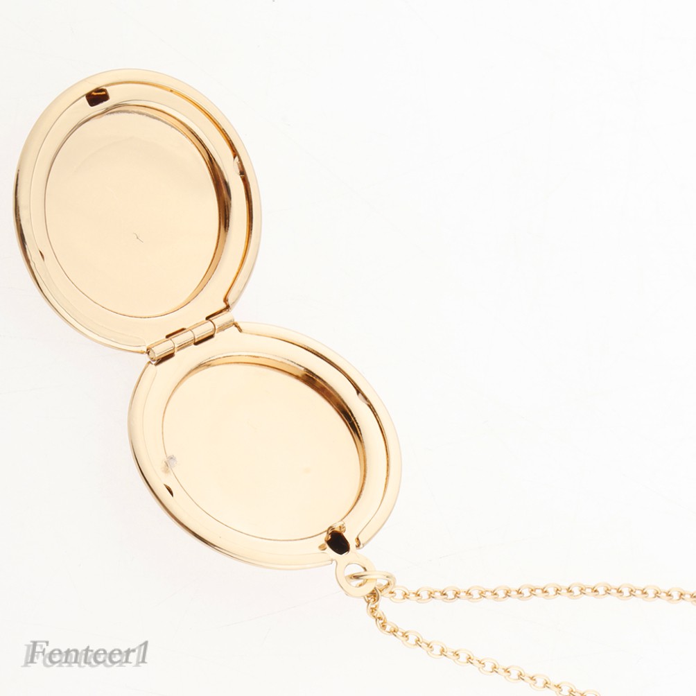 Fenteer1 Round Photo Pendant Locket Keepsake Necklace Couple Jewelry