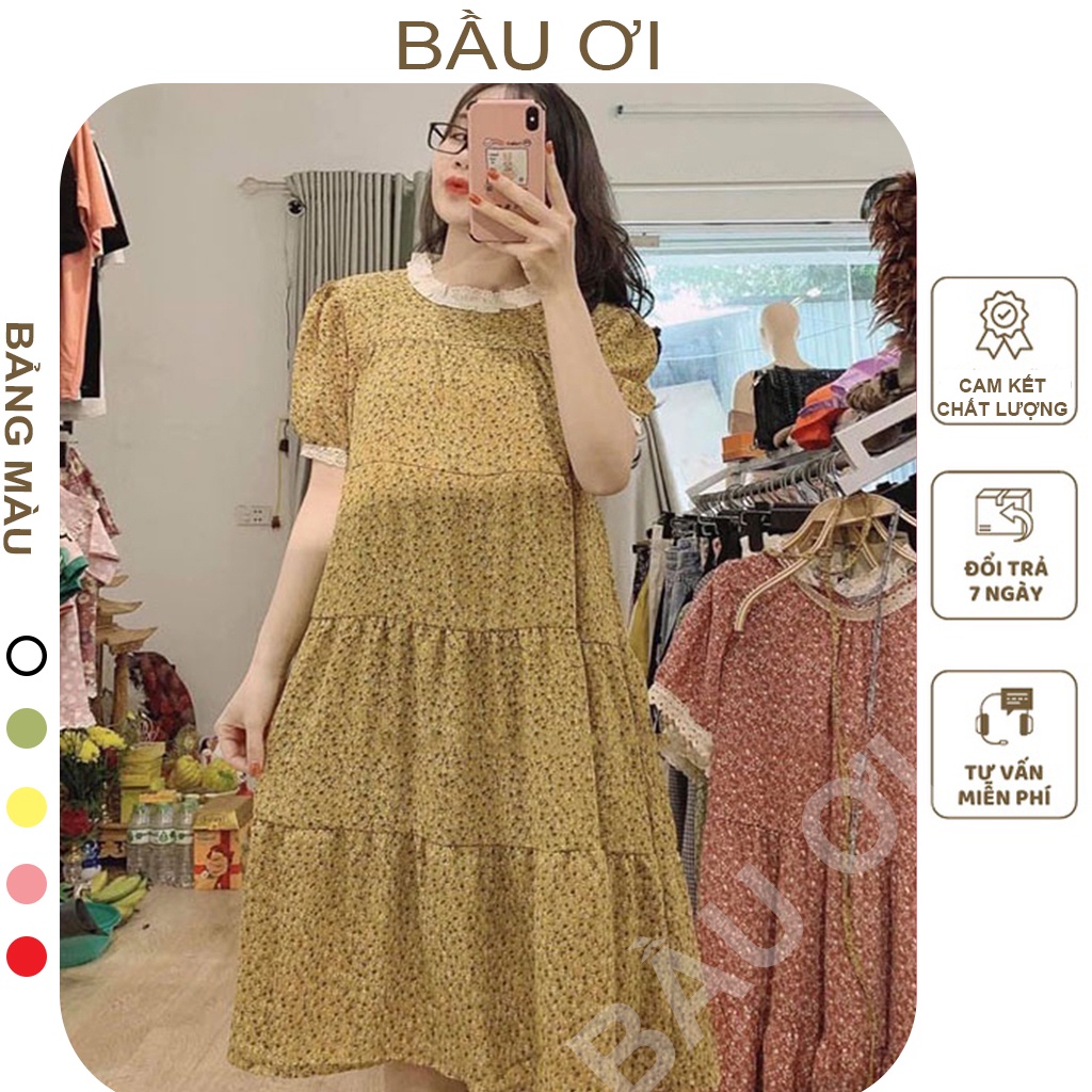 [BAUOI V07] VÁY BẦU HOA NHÍ VIỀN REN CỘC TAY MÙA HÈ - ĐẦM BẦU CÔNG SỞ BABYDOLL MẶC ĐI LÀM ĐI CHƠI ĐI TIỆC ĐỀU ĐẸP
