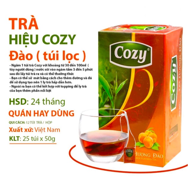 TRÀ COZY TÚI LỌC HƯƠNG DÂU - ĐÀO - BẠC HÀ - XANH- SEN - NHÀI