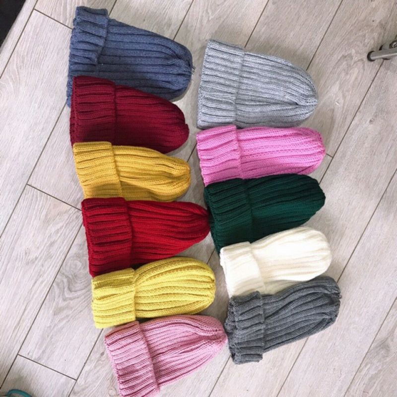 Mũ Len Beanie Gân Trơn Nhiều Mầu { Bán Sỉ }