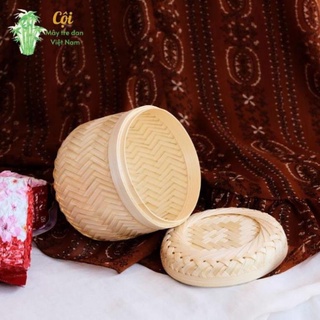 Hộp tre tròn đựng trà tiện lợi
