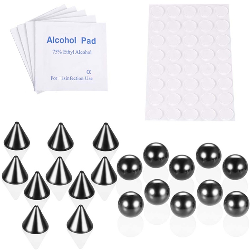 [Hàng mới về] Bộ khuyên tai/ mũi/ môi/ lông mày bằng thép không gỉ kèm miếng dán tiện lợi