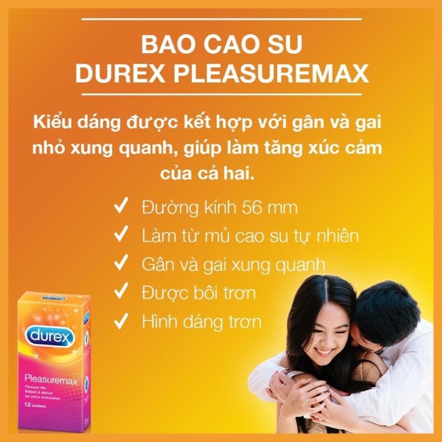 Bao Cao Su Durex Pleasuremax Gân Gai Hạt Nổi Toàn Thân - Hộp 3 BCS Chính Hãng