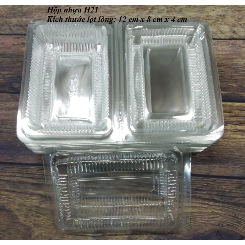 Hộp Nhựa Đựng Bánh Chữ Nhật Nhỏ H21, Kích Thước Lọt Lòng 12 x 8 x 4 Cm (Quý khách lưu ý kích thước)