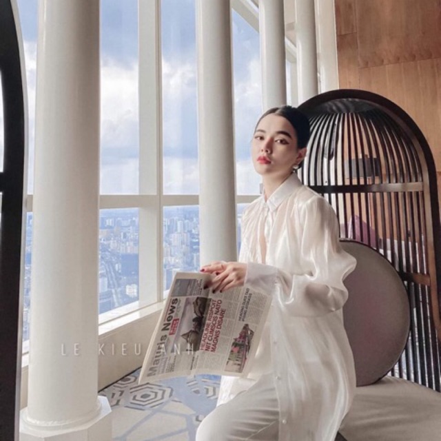 Áo sơ mi nữ Lụa organza Xuyên Thấu Gợi cảm