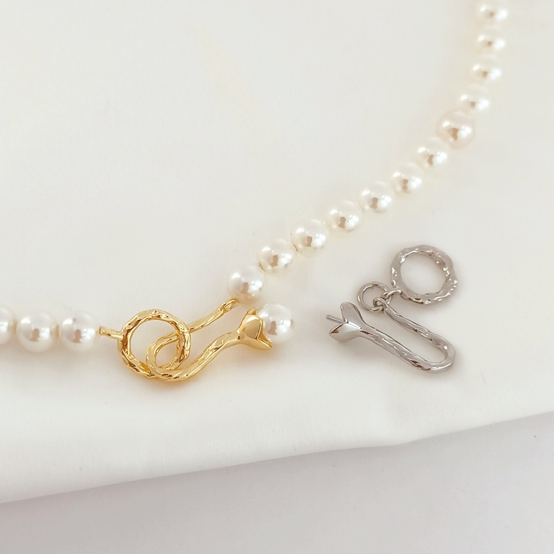 Phụ Kiện Móc Khóa Giá Đỡ Vòng Tay/Dây Chuyền Bằng Đồng 18K Đính Hạt Ngọc Trai Màu Vàng Bạch Kim DIY