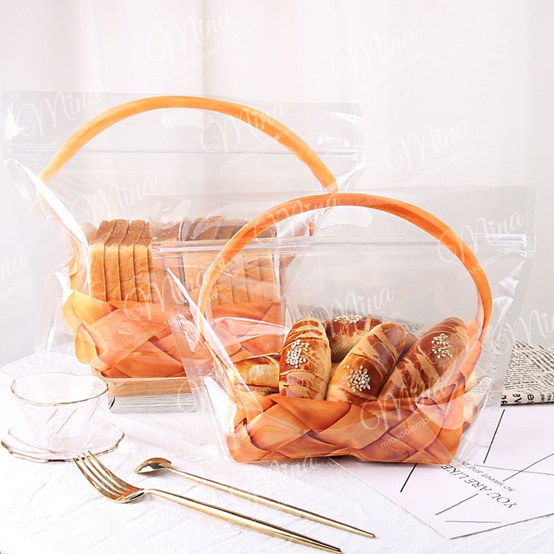 Túi zip đựng bánh/kẹo hình GIỎ MÂY - 10 chiếc