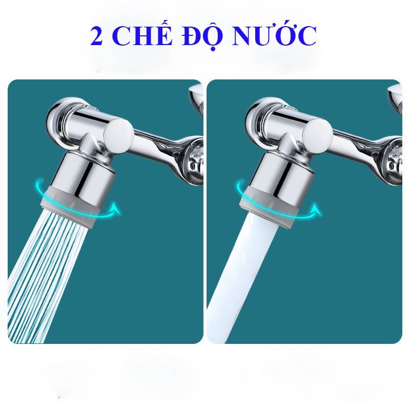 Đầu nối vòi nước thông minh xoay 1080 độ, đầu vòi lavabo với 2 chế độ nước chảy chất liệu nhựa ABS tạo bọt - QM.PK109