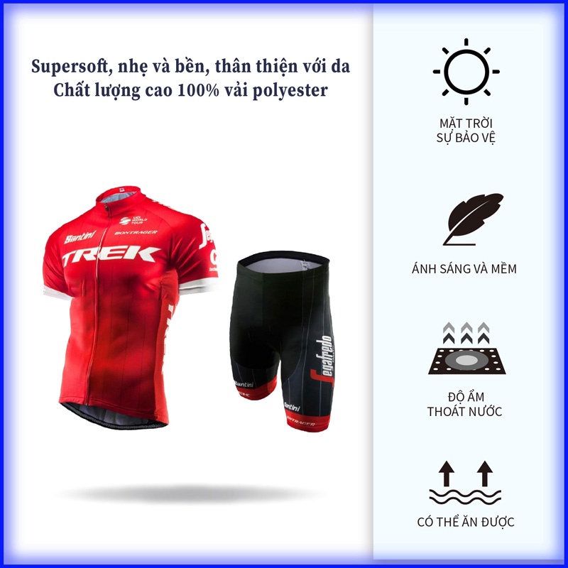 TREK Road Bike Đạp xe Jersey Đội Baju Đội Basikal Áo ngắn tay / Quần nam