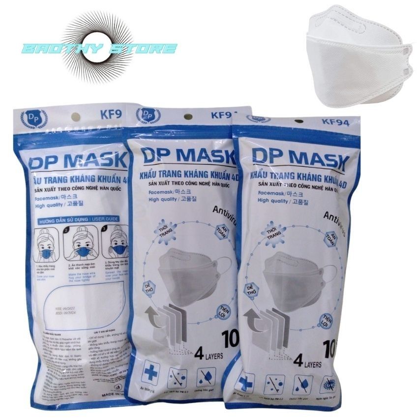 100 chiếc khẩu trang y tế KF94 chính hãng 4D 4 lớp chống bụi kháng khuẩn.