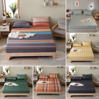 Bộ ga giường và vỏ gối cotton tici kẻ M2T Bedding – set ga gối cotton – drap giường