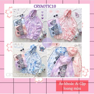 Áo hoodie zip loang màu hình Xác ướp Ai Cập unisex