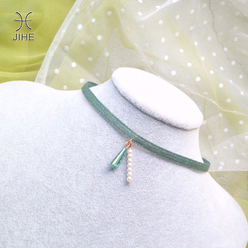 Vòng Cổ Choker Màu Xanh Lá Cây Thời Trang Hàn Quốc