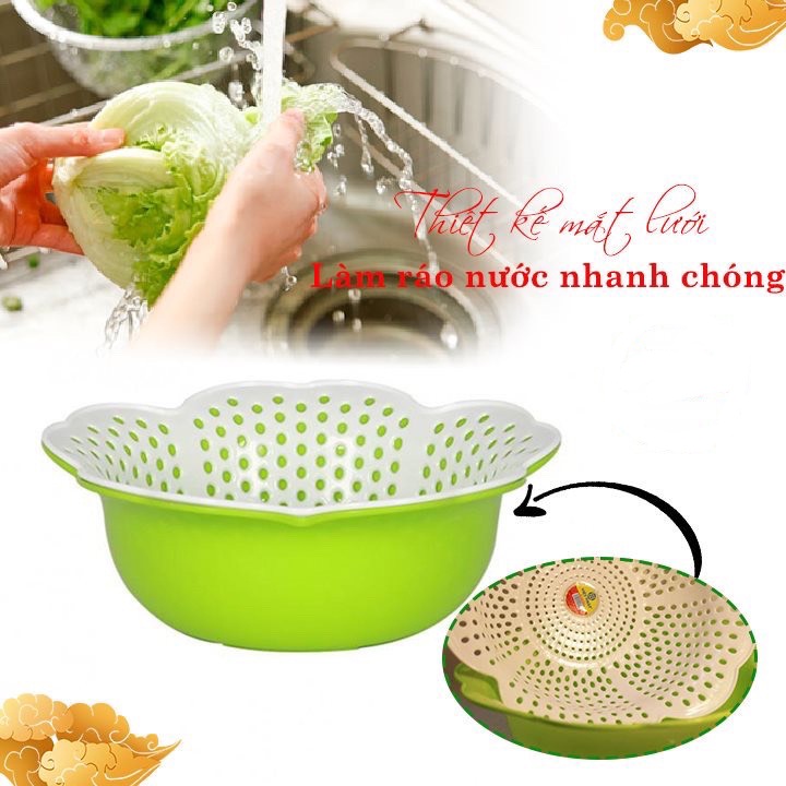 RỔ NHỰA 2IN1 - Rổ thông minh rửa rau hoa quả tiện ích GT 3395