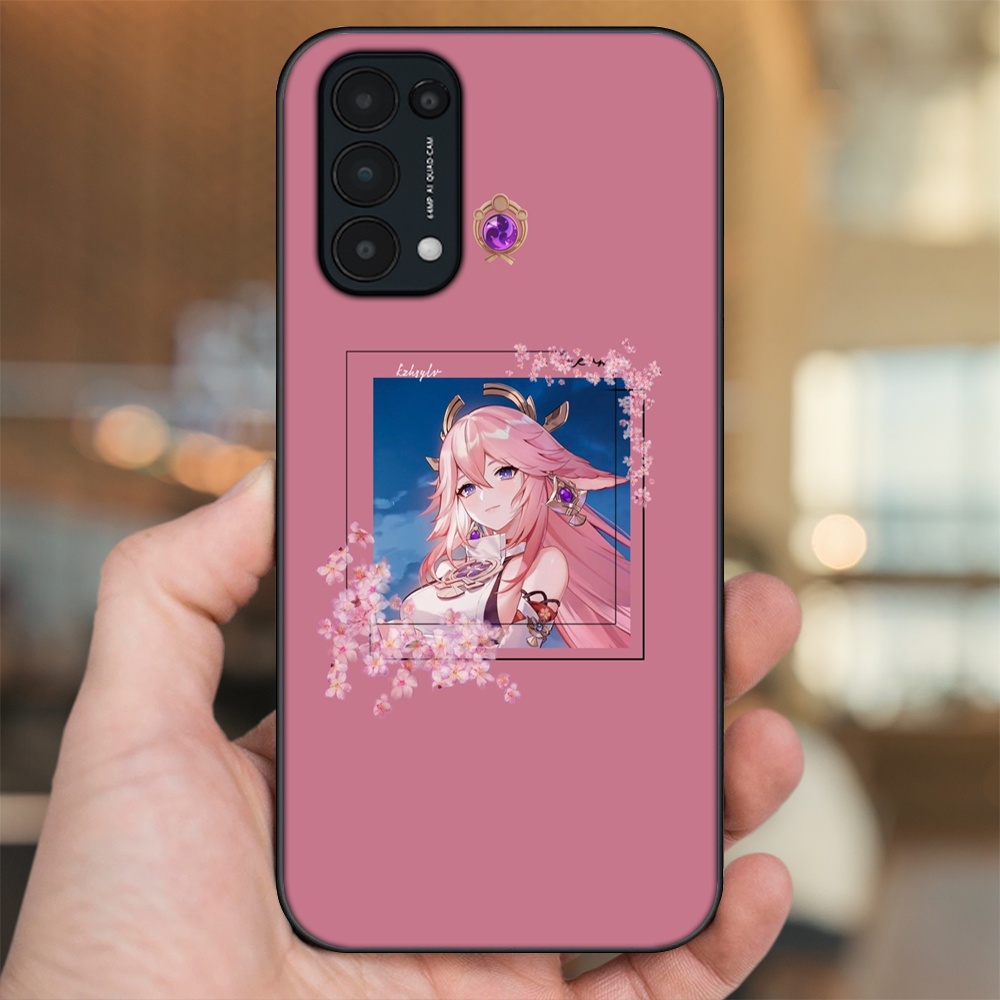 Ốp lưng Oppo Reno 5 viền đen in hình Yae Miko Genshin Impact