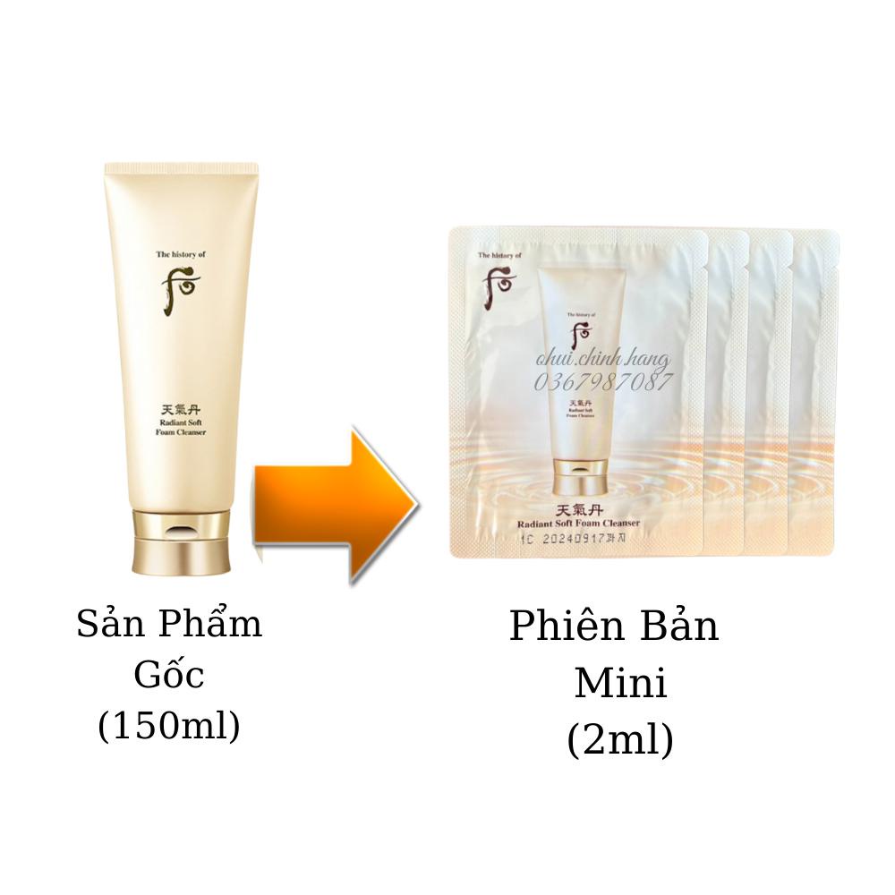 Gói Sữa rửa mặt tái sinh da Whoo Radiant Soft Foam Cleanser 1ml_EBISU COSMETICS