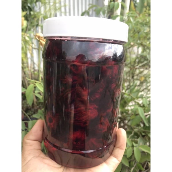 Siro hoa Atiso đỏ( Bụp giấm) 1kg đậm đặc nguyên chất, astiso đỏ ngâm đường phèn thơm ngon.