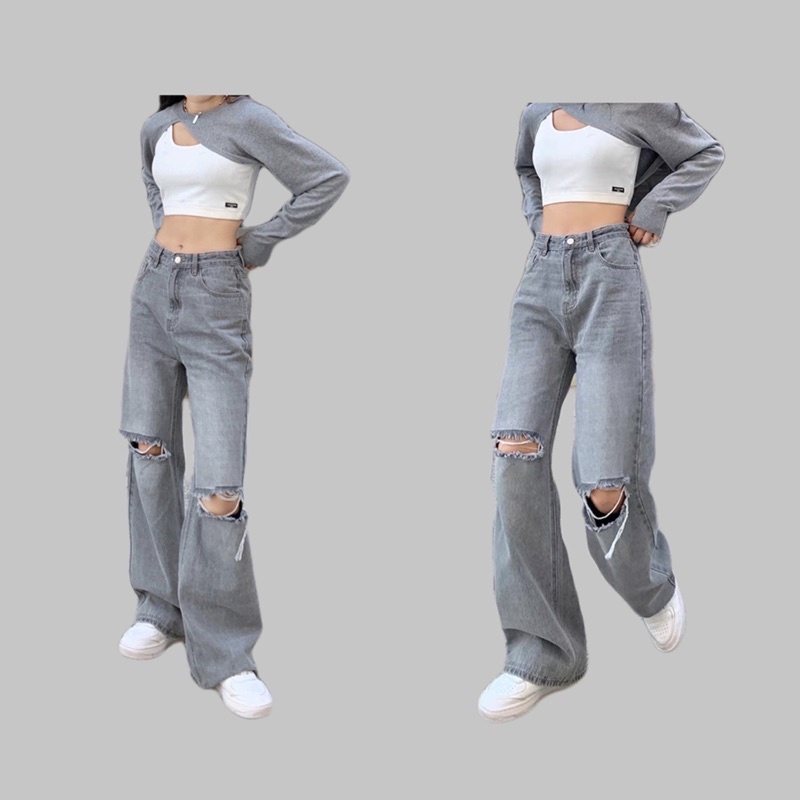 Quần Jean Rách Gối RIPPED JEANS (Ảnh Thật/Có Sẵn) | BigBuy360 - bigbuy360.vn