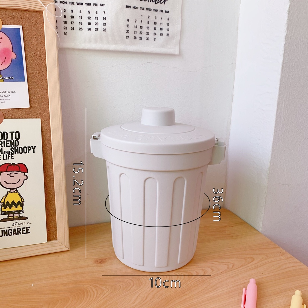 Thùng rác mini để bàn hình xô tặng sticker, sọt rác văn phòng nhỏ dễ thương