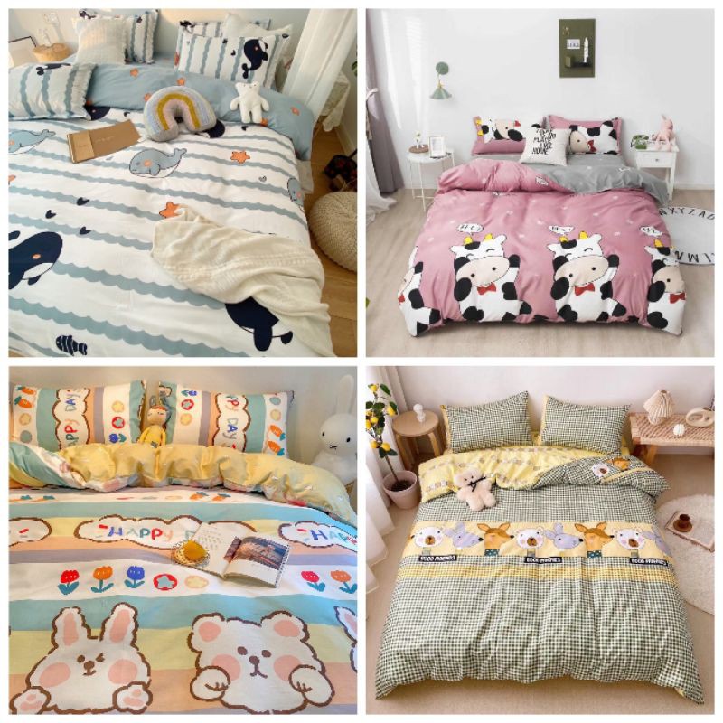 Bộ chăn ga gối cotton poly Hoạt Hình Kute chọn mẫu