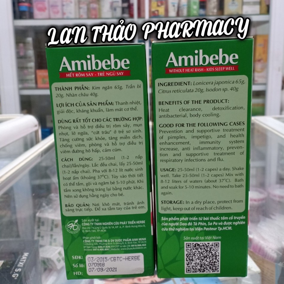 AMIBEBE 250ml Nước Tắm Ngừa Rôm Sẩy Cho Bé Giá Tốt