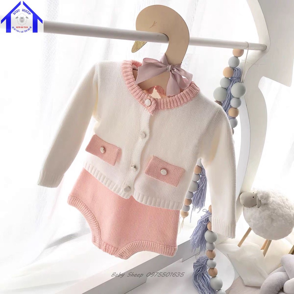 Set Body len Kèm Áo Khoác Cardigan Cao Cấp Cho Bé Gái từ 0-3 tuổi Cực Xinh Xắn Đáng Yêu