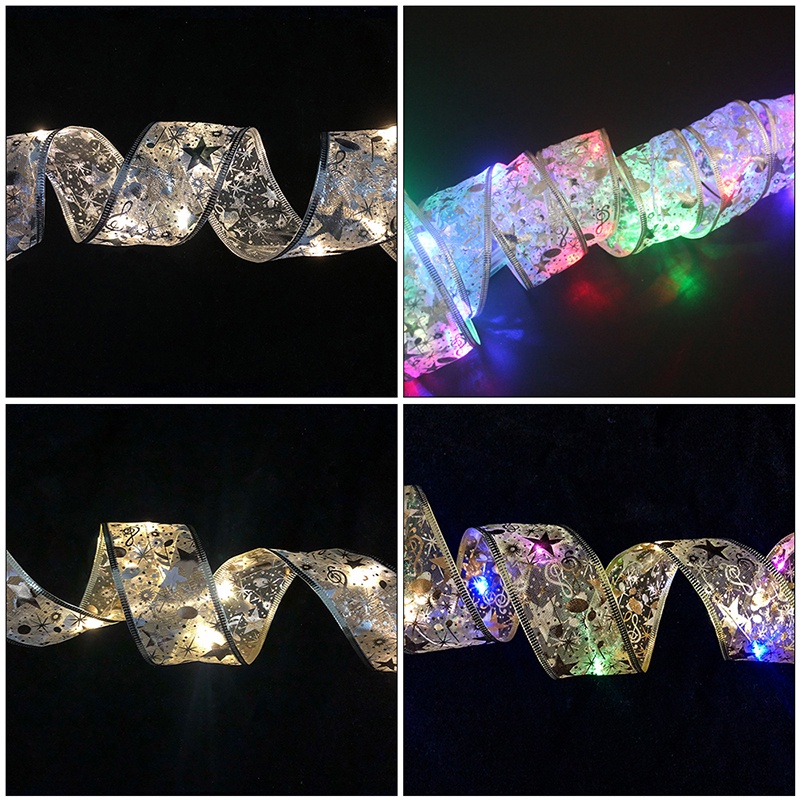 Dây Ruy Băng Đôi Gắn Đèn LED Trang Trí Giáng Sinh