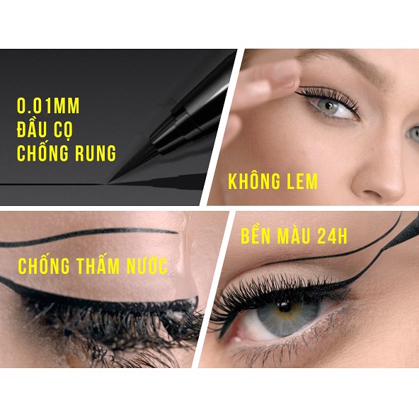 Kẻ mắt Maybelline Hypersharp Laser Eyeliner 0.5g siêu mảnh, sắc nét, không trôi