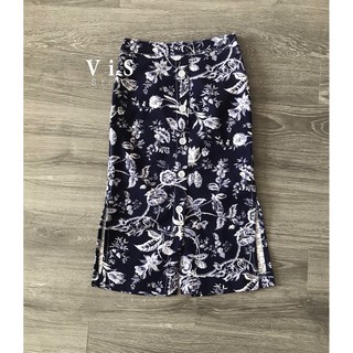 CHÂN VÁY MIDI NỮ HOA MÀU TÍM XẺ TÀ