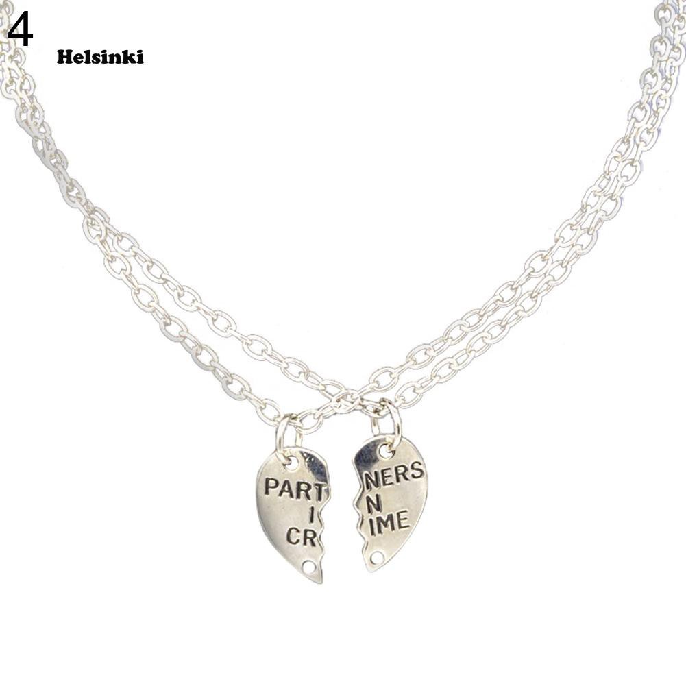 Set 2 dây chuyền tình bạn mặt hình trái tim ghép đôi khắc chữ