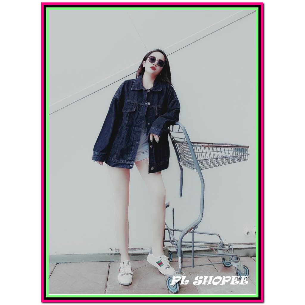 Áo khoác jean nam nữ unisex fome xịn (đen - xanh ) chất jean dày dặn DLK0-97