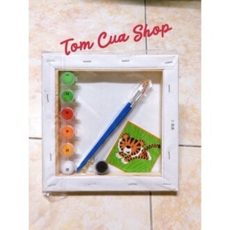 Tranh Sơn Dầu Số Hóa Tự Tô Màu DIY Đã Căng Khung Khổ 20x20cm, Mẫu Động Angry bird