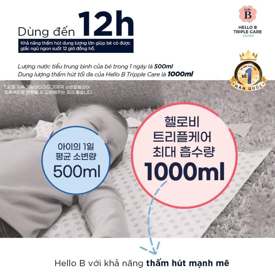 [HTN86]  TÃ DÁN HELLO B HÀN QUỐC Size S34/M30/L26/XXL22 + Tặng bánh ăn dặm + Rong biển rắc cơm + 4 tã mẫu