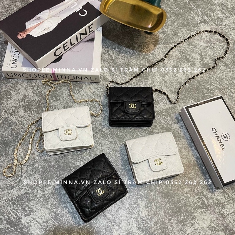 Túi Mini Nữ Đeo Chéo Da Hạt Nhiều Ngăn Đựng Thẻ Mã 2