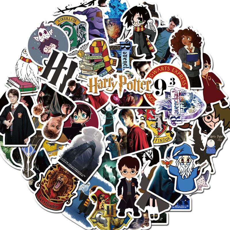 50 Miếng Dán Pvc Chống Thấm Nước Hình Phim Harry Potter Trang Trí Xe Hơi / Laptop