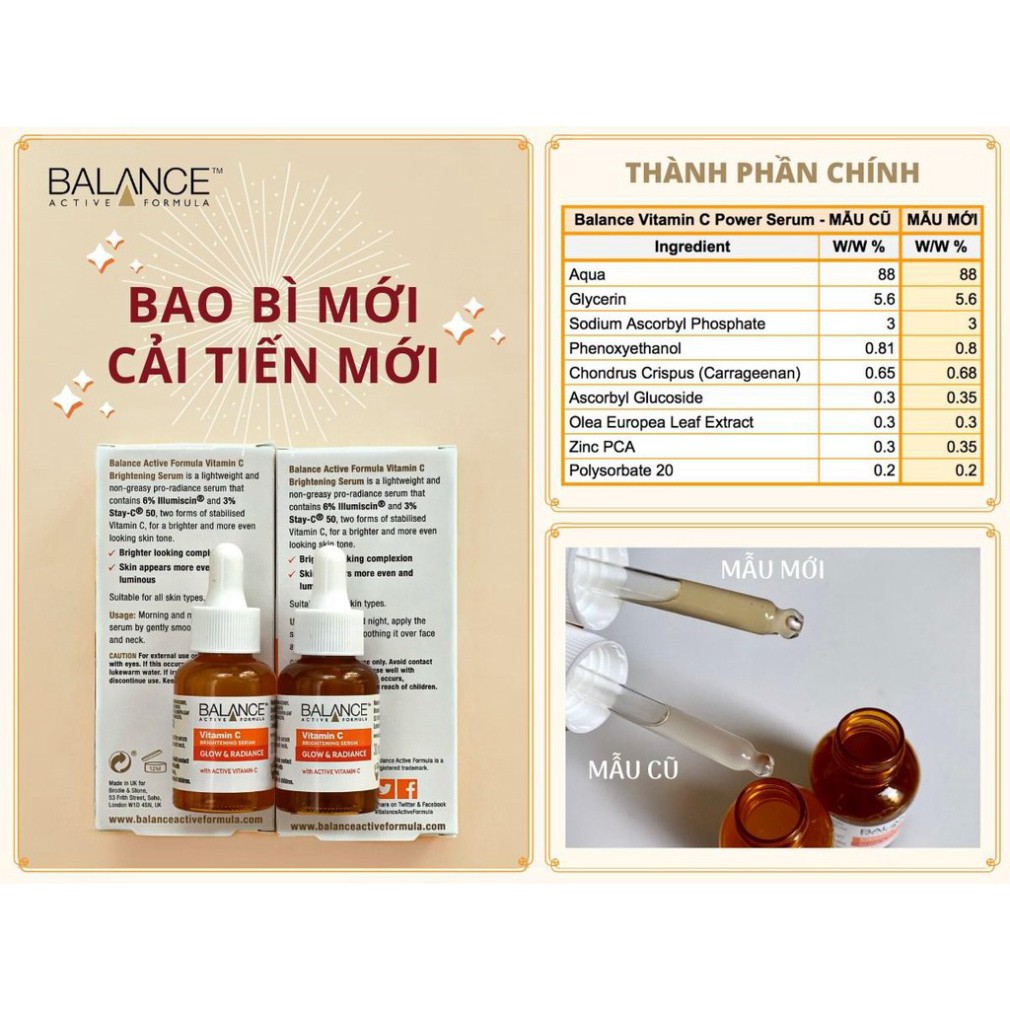 💖𝗖𝗛𝗜́𝗡𝗛 𝗛𝗔̃𝗡𝗚💖 Serum Mờ Thâm Sau Mụn Vitamin C Balance Active Formula 30ml | BigBuy360 - bigbuy360.vn
