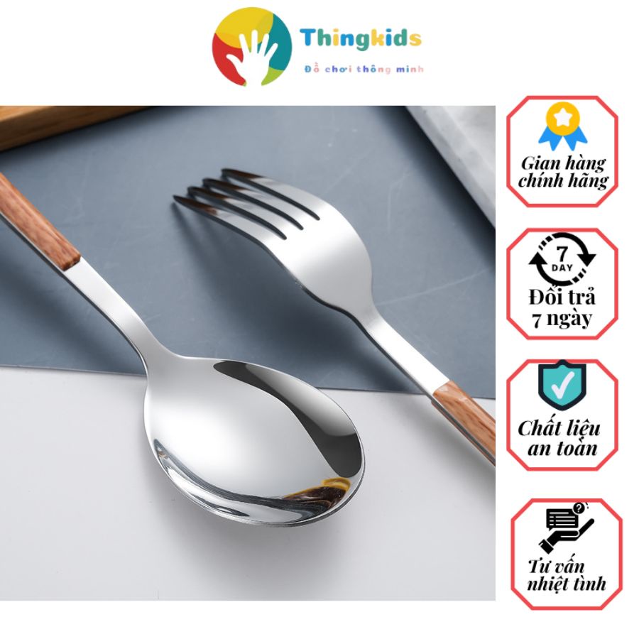 Thìa cafe, muỗng cà phê cán gỗ inox tiện lợi siêu bền
