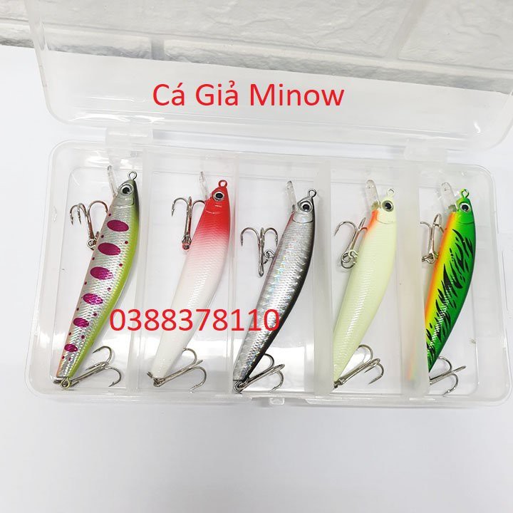 Mồi Câu Cá Giả Minow, Chuyên Câu Lure, Minnow 3D Đặc Biệt Nhạy Cá Chẽm Lá, Tráp, Hồng