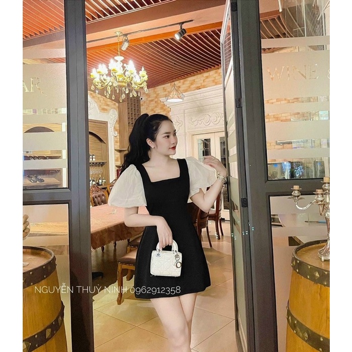 Váy dự tiệc nữ siêu xinh-Hàng chuẩn hotgirl-đầm đen dự tiệc đẹp tay phồng nhẹ nhàng
