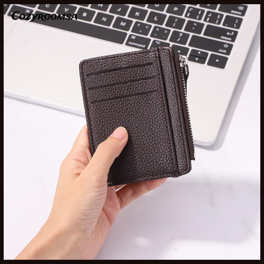 Ví da PU đựng tiền xu có khóa kéo phong cách cổ điển thời trang cho nữ