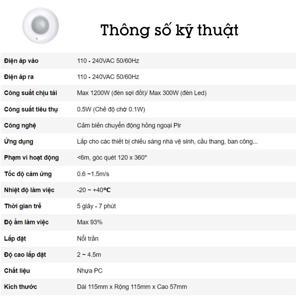 Công Tắc Cảm Biến Hồng Ngoại Thông Minh Lắp Nổi Gắn Trần Nổi Tự Động Bật Tắt Đèn Homematic HP003