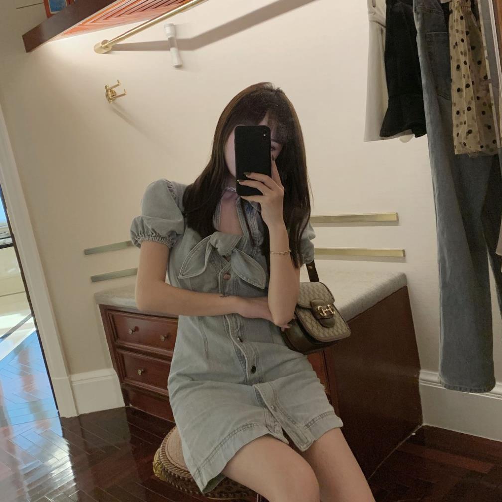 Đầm jeans thắt nơ cá tính