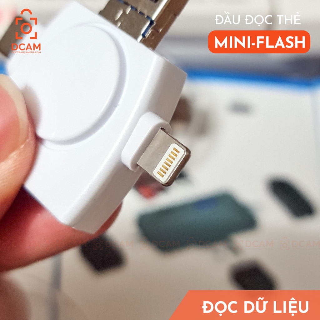 Đầu đọc thẻ MINI FLASH - đọc thẻ nhớ SD, microSD cho Iphone, Android, Laptop - Không cần cài APP