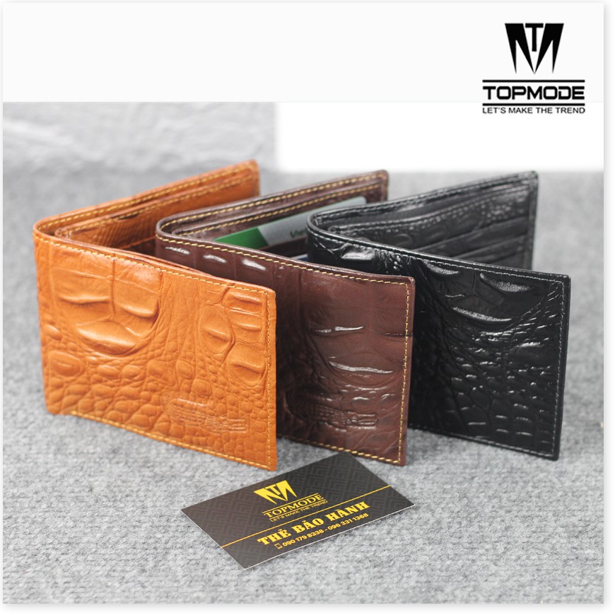 Bóp da / Ví nam cao cấp - Ví da bò 100% vân cá sấu - TẶNG HỘP - Bảo hành 12 tháng cho da