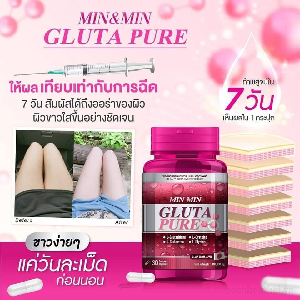 Min & Min Gluta Pure vıên uốnǥ siêu làm trắʼng da Thái Lan